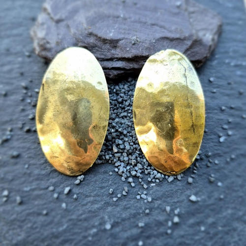 Bronze earrings, partly handmade, gold color