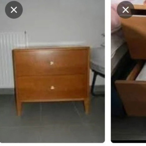 Solid wood nightstand with two large drawers