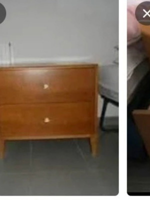 Solid wood nightstand with two large drawers