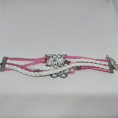 Handmade multistrand Love bracelet with infinity and metallic details like new
