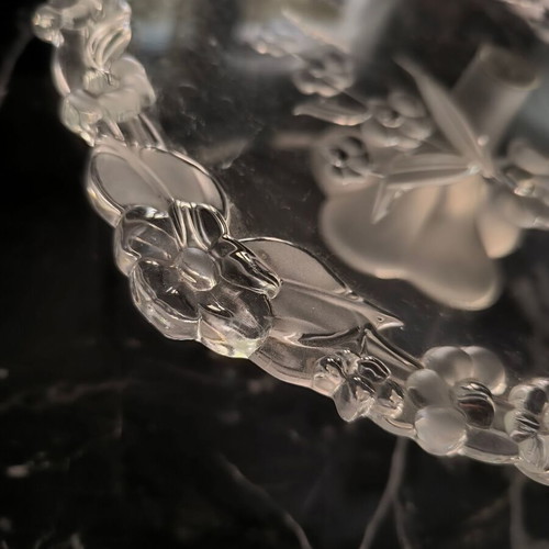 Crystal serving platter with floral design like new