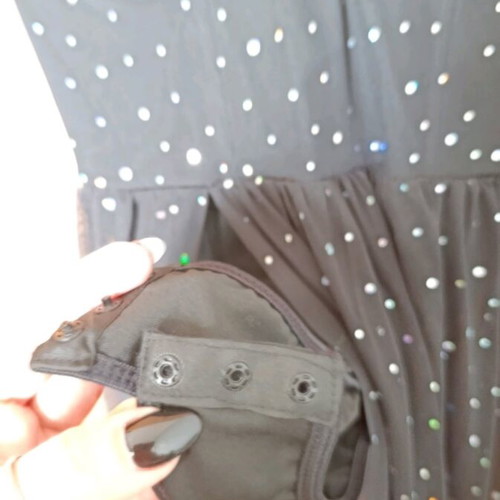 Shein black dress new, tulle straps with rhinestones