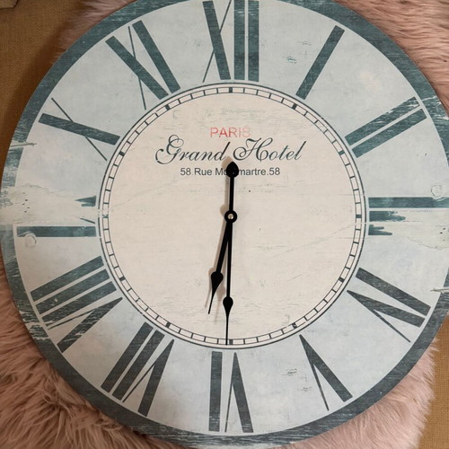 Large analog wall clock new, antique turquoise color
