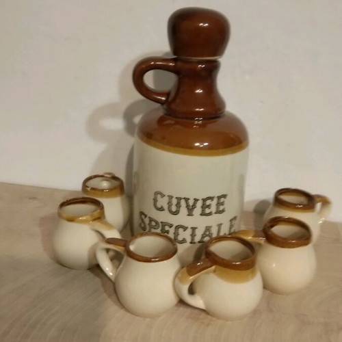 Cuvee speciale serving set with tray and jug with 6 cups like new
