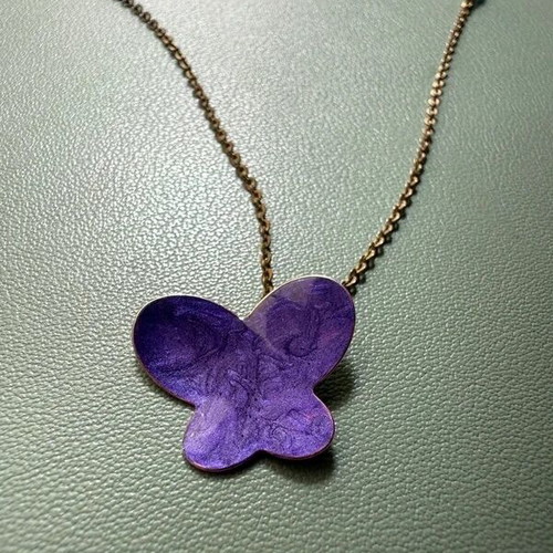 Silver 925 jewelry set with purple butterfly design, like new