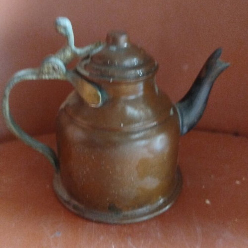 Individual teapot used, collectible copper and brass