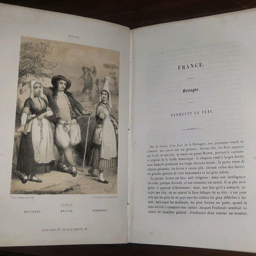 Geography and Ethnography of Various Nations with 9 Lithographs, like new, French edition