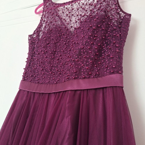 Tulle evening dress with stones like new, purple