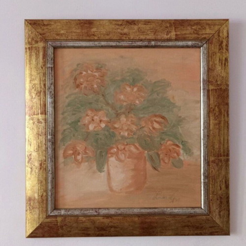 Painting used, signed, framed 46x43 cm
