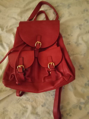 Leather Buck Pack Backpack like new, red