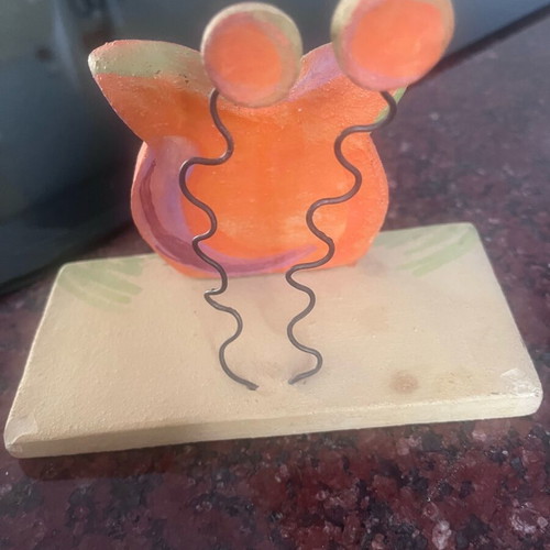 Clay napkin holder used, handmade