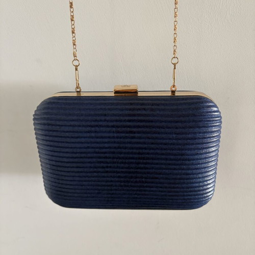 Veta Blue Women's Clutch like new with gold detail