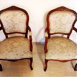 Δύο πολυθρόνες σαλονιού Louis XV