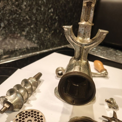 Meat grinder used, manual cast iron, Czechoslovakia made