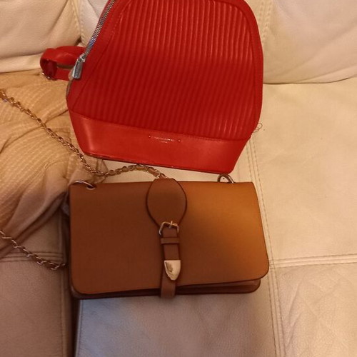 David Jones backpacks new, brown and red with compartments