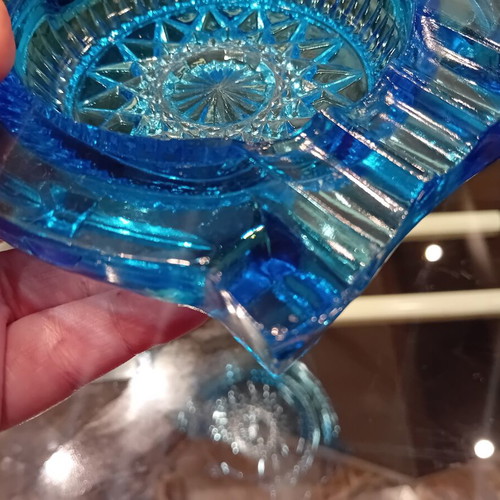 Art Deco glass ashtrays set used, retro 1920-1930