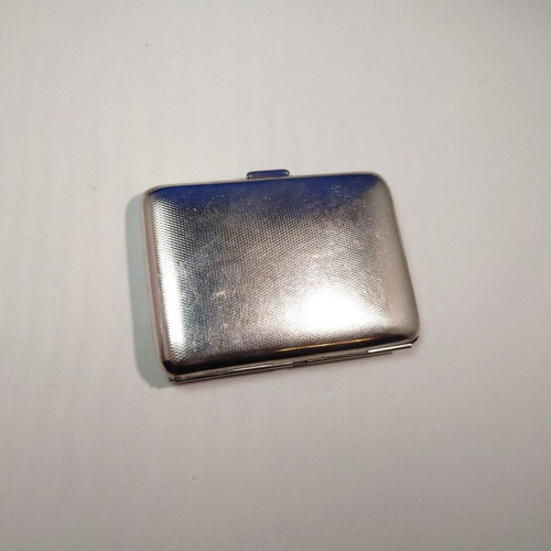 Engraved metal cigarette case vintage tobacco box used