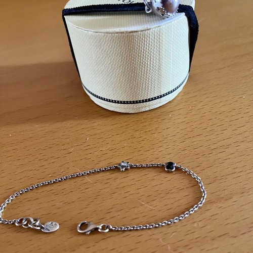 Tous silver 925 chain bracelet with rhinestone bear, gold color