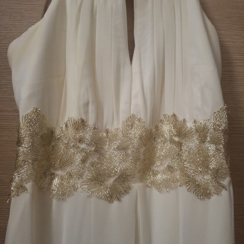 Jumpsuit white with gold lace, like new, size M