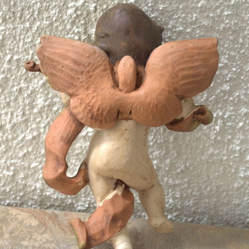 Violin player angel used, glazed ceramic from Italy