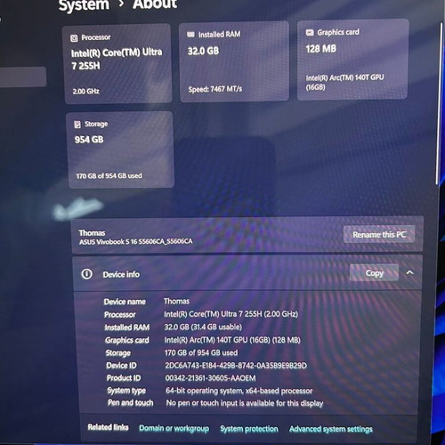 Asus Vivobook S16 S5606CA-RI142W 16" OLED 120Hz like new