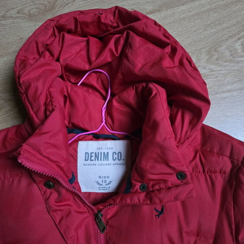 Holister long red jacket used, size M