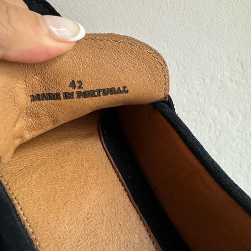 Trussardi leather loafers new, size 42, navy blue suede