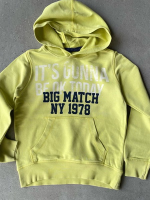 Benetton hooded sweatshirt yellow like new, size 128 cm