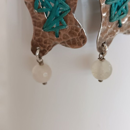 Silver 925 handmade earrings like new with wax thread