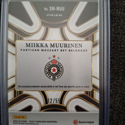 Miikka Muurinen 2025-26 Panini Select EuroLeague Prizm Jersey Patch