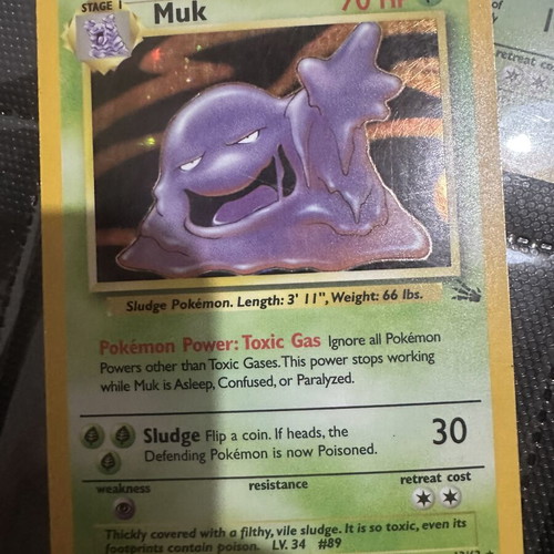 Muk Holo Pokémon Card Fossil Vintage Rare like new
