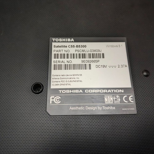 Toshiba Satellite C55‑B5300 15.6" laptop used for parts