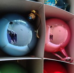 Vintage Christmas ornaments in original packaging