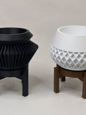 Σετ designer γλάστρες με βάση 3D printed, μοντέρνο γεωμετρικό σχέδιο