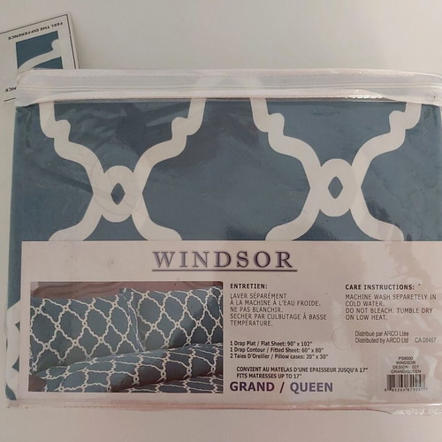 Bed sheet set new for double bed queen size white-blue