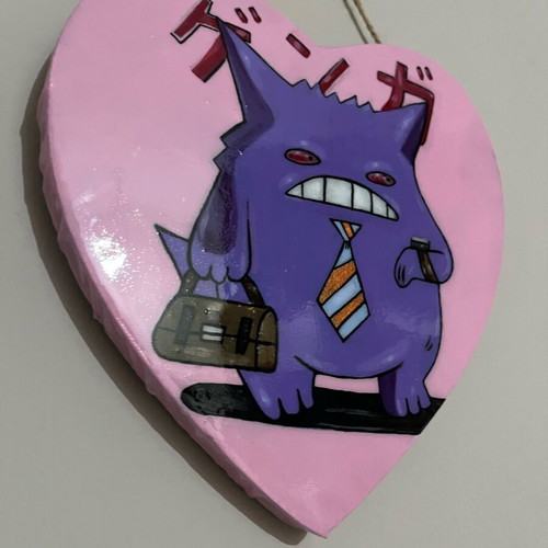Melancholic Gengar new wall decoration with pink heart