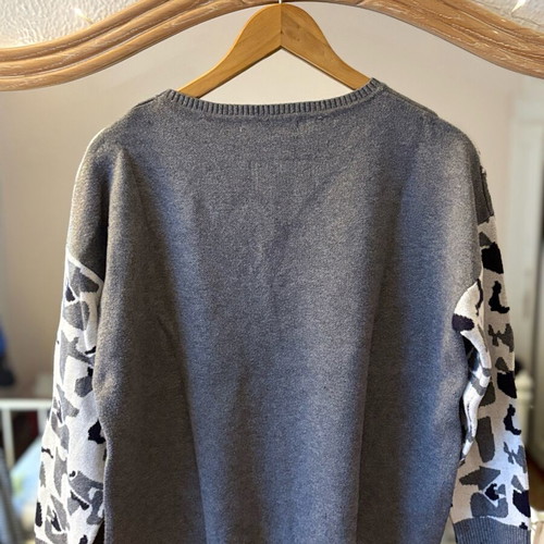 Gray Sweater with Animal Print new, cashmere blend