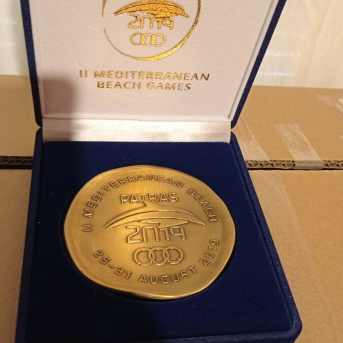 Mediterranean Beach Patras 2009 Medal new with velvet case