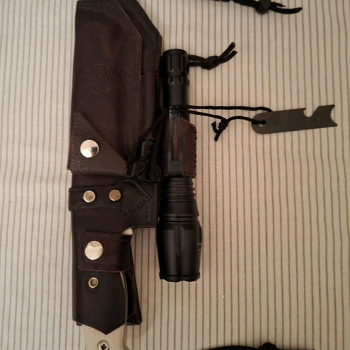 Alpin survival knife modified new with leather sheath and set