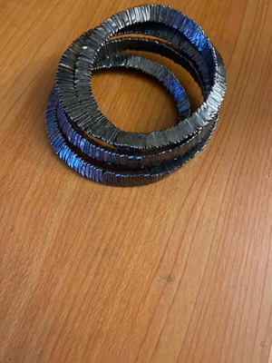 Handmade elastic multilayer hematite bracelet with geometric texture