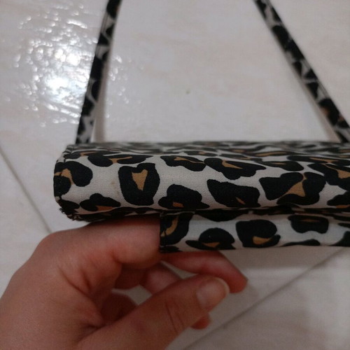 Mini crossbody bag with vintage animal print, new, black and white