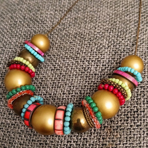 Long colorful necklace like new, boho style, 72cm+6cm extension