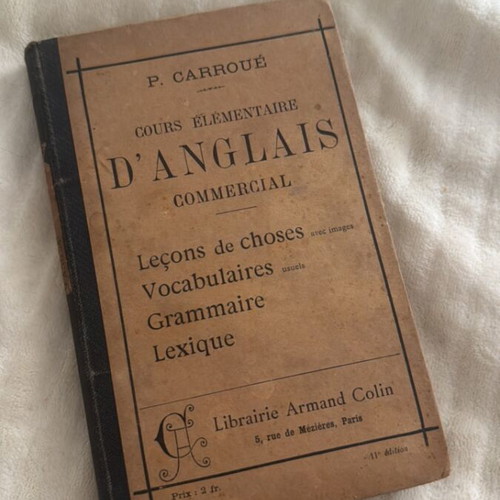 Cours élémentaire d’anglais commercial vintage French book used