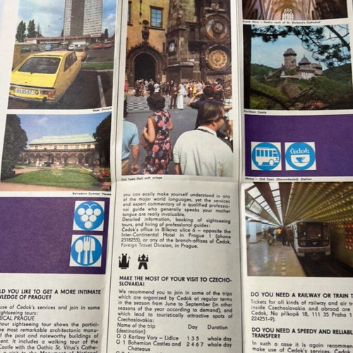 Prague Tourist Brochure used, 1982 Czechoslovakia map in English