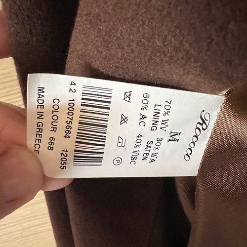 Rococo coat used with detachable fur collar, brown, size M