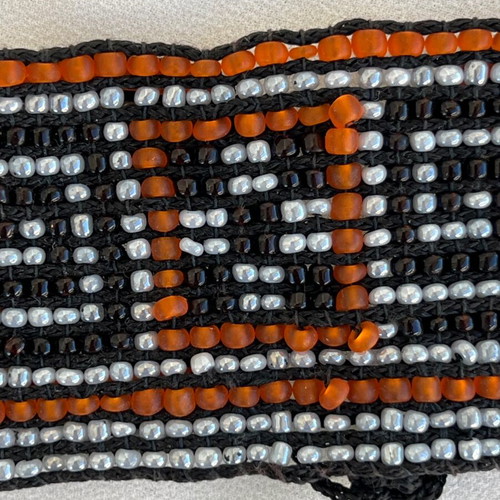 Handmade beaded bracelet like new, multicolor with Greek key pattern