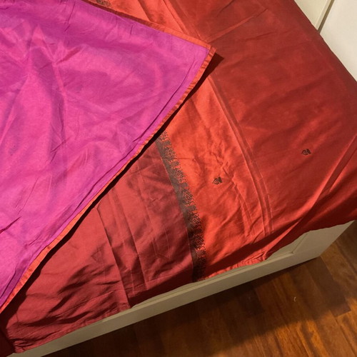 Silk throw Soie Sauvage new, 2.20x2.20 m, double bed size