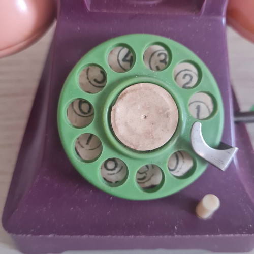 Vintage Soviet mechanical toy phone 1962 used with original box