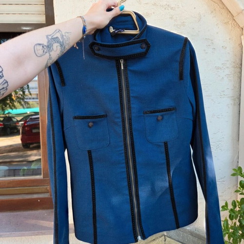 Sea Shell blazer used blue with black suede details, size 38