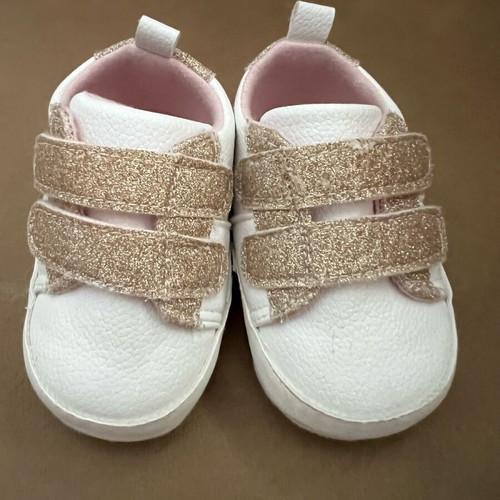 Orchestra Baby Shoes No. 19 White Pink with Gold Glitter like new